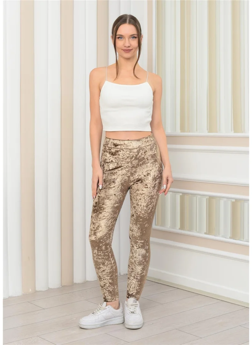 نوسيل Women's Flare Velvet Ligra Tights Gold
