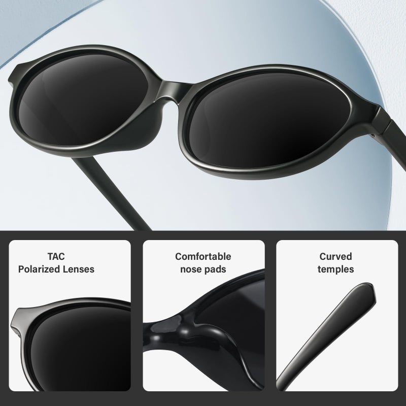 KUGUAOK Retro Oval Sunglasses for Women 90s Design Small Cat Eye Sun Glasses UV Protection Y2k Trendy Narrow Shades - Image 5