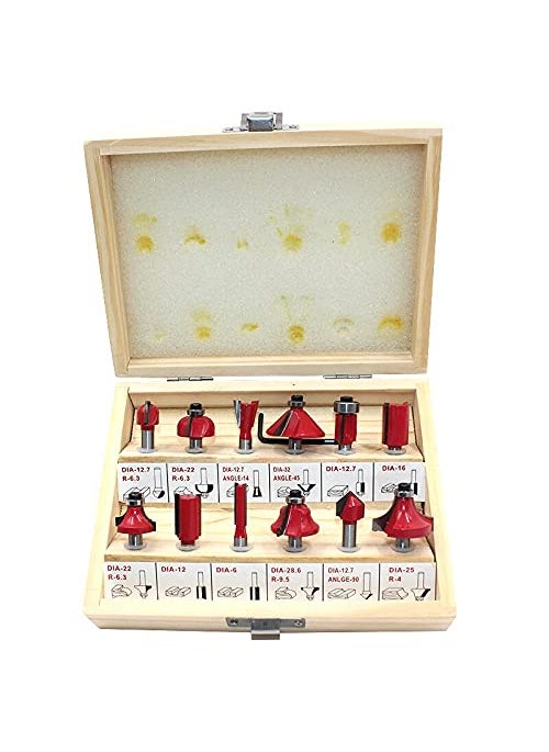 MLD MLD AK_01 Wood Router Bit set 14 Inch Mill Engraving Trimmer Woodworking Cutter Trimming Engraving Carving Cut Tools Cutters Router Bit Set 12 picesSize 635 mmColorMultiMaterialCarbon steel  - Image 1