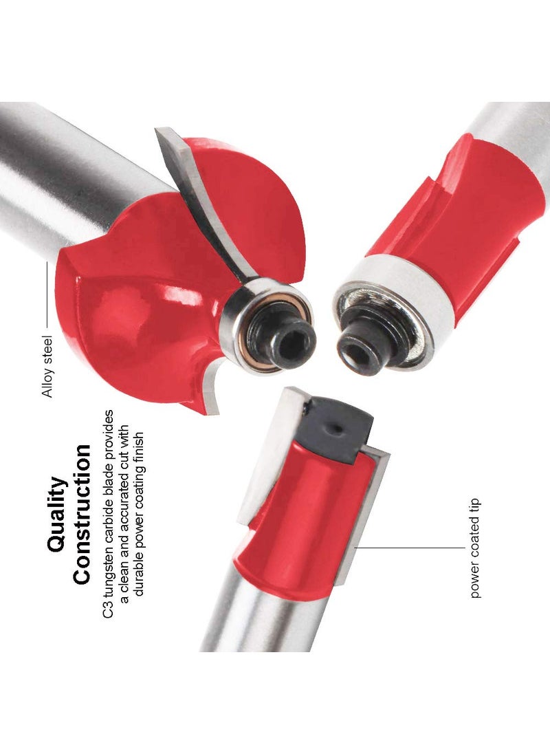 MLD MLD AK_01 Wood Router Bit set 14 Inch Mill Engraving Trimmer Woodworking Cutter Trimming Engraving Carving Cut Tools Cutters Router Bit Set 12 picesSize 635 mmColorMultiMaterialCarbon steel  - Image 4