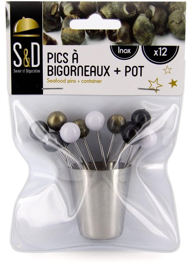 S&D S&D 15 Stainless Steel Seafood Pins + Container - Image 2