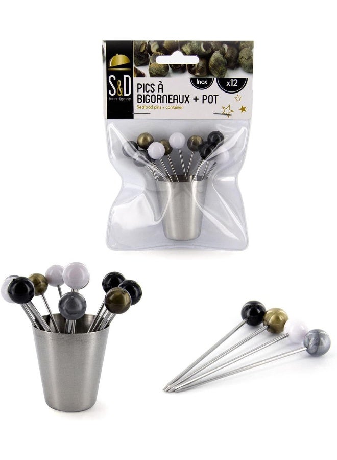 S&D S&D 15 Stainless Steel Seafood Pins + Container - Image 4
