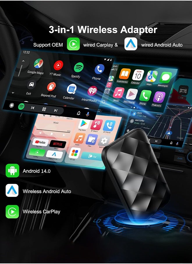 Digisand Wireless CarPlay Adapter Ai Box for Apple CarPlay,Android 14 Auto Wireless Adapter Converts OEM Wired to Wireless 4GB RAM 64GB ROM  - Image 2