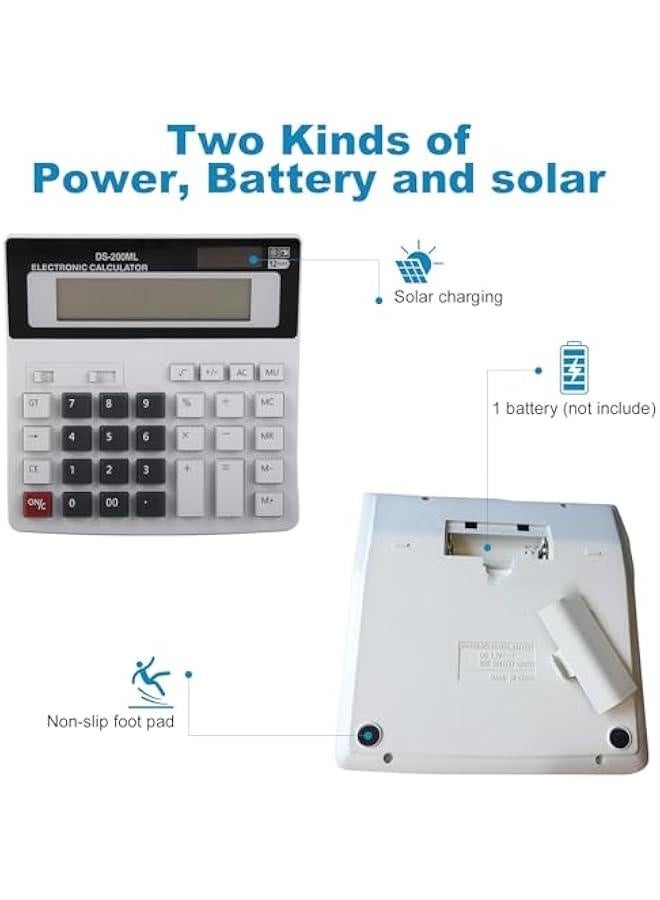 Desk Calculator , 12 Digit Extra Large LCD Display , Touch Comfortable with Big ons , Two Way Power Battery and Solar Calculators Desktop , Standard Function for Office , Home , School - Image 2