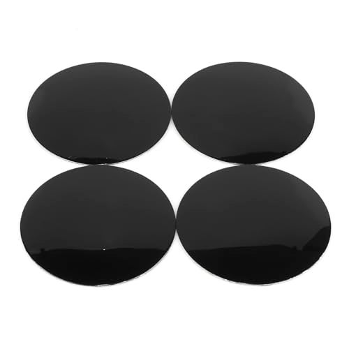 RTRHINOTUNING 4pcs 64.5mm/2.54in Wheel Center Caps Sticker Black Aluminum Emblems Decals - Image 1