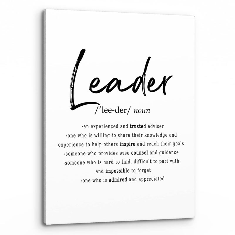 PHAMTE Leader Motivational Wall Art Leadership Gifts Great Leader Definition Print Framed Canvas Painting Artwork Home Bedroom Boss Room Office DecorBest Team Leader Gifts 11x14inch white1
