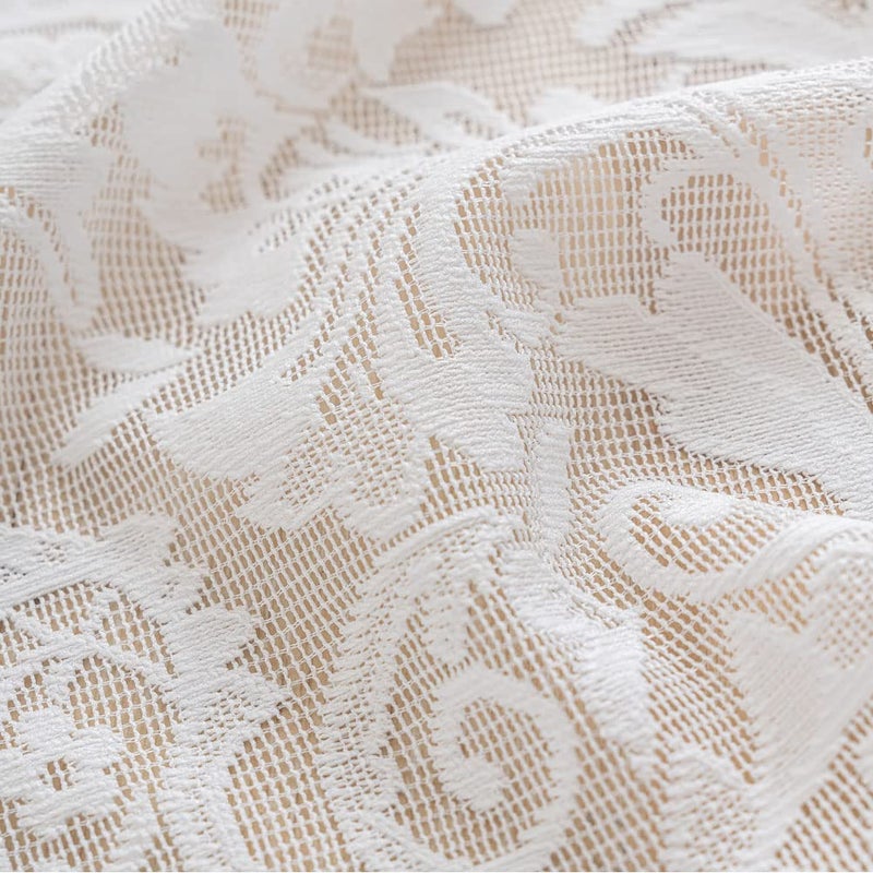 ALIGOGO Lace Kitchen Curtains 36 inches Length 2 Panels - Retro White Kitchen Window Curtains Over Sink Lace Curtains Short for Small Window Bathroom Window Cabinet Laundry Room Decor 26W x 36L - Image 5