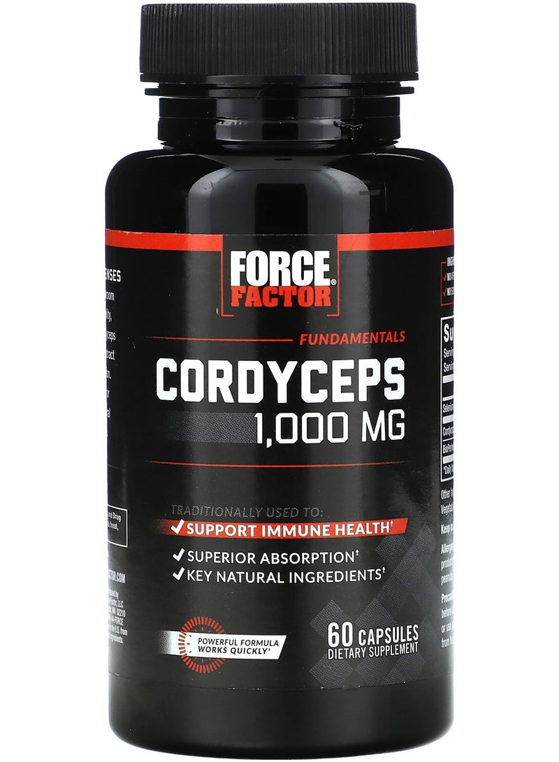 Force Factor Fundamentals Cordyceps 1000 mg 60 Capsules (500 mg per Capsule)