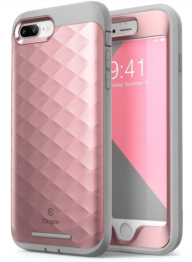 Clayco iPhone 8 Plus Case, iPhone 7 Plus Case, Hera Series Full-Body Rugged Case with Built-in Screen Protector Compatible with Apple iPhone 7 Plus 2016/ iPhone 8 Plus 2017 (Rosegold) - Image 1