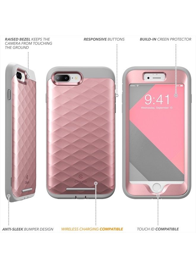 Clayco iPhone 8 Plus Case, iPhone 7 Plus Case, Hera Series Full-Body Rugged Case with Built-in Screen Protector Compatible with Apple iPhone 7 Plus 2016/ iPhone 8 Plus 2017 (Rosegold) - Image 5