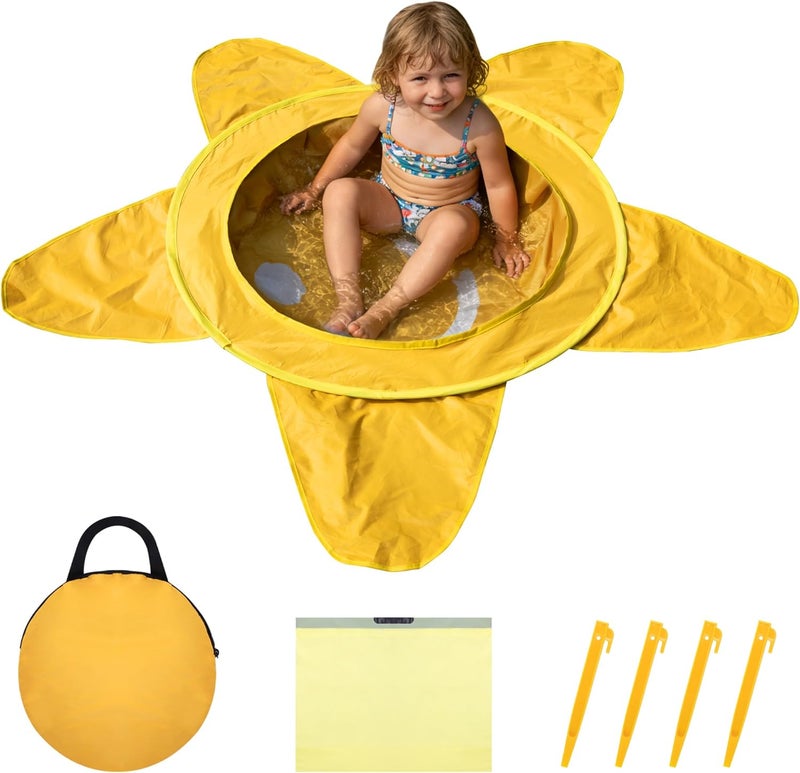 RunNico Pop Up Beach Pool, Portable Toddler Beach Pit with Water Bag and Storage Bag, Cute Shape Beach Pool Puddle for Outdoor Summer Beach Camping Traveling Vacation (Starfish) - Image 1