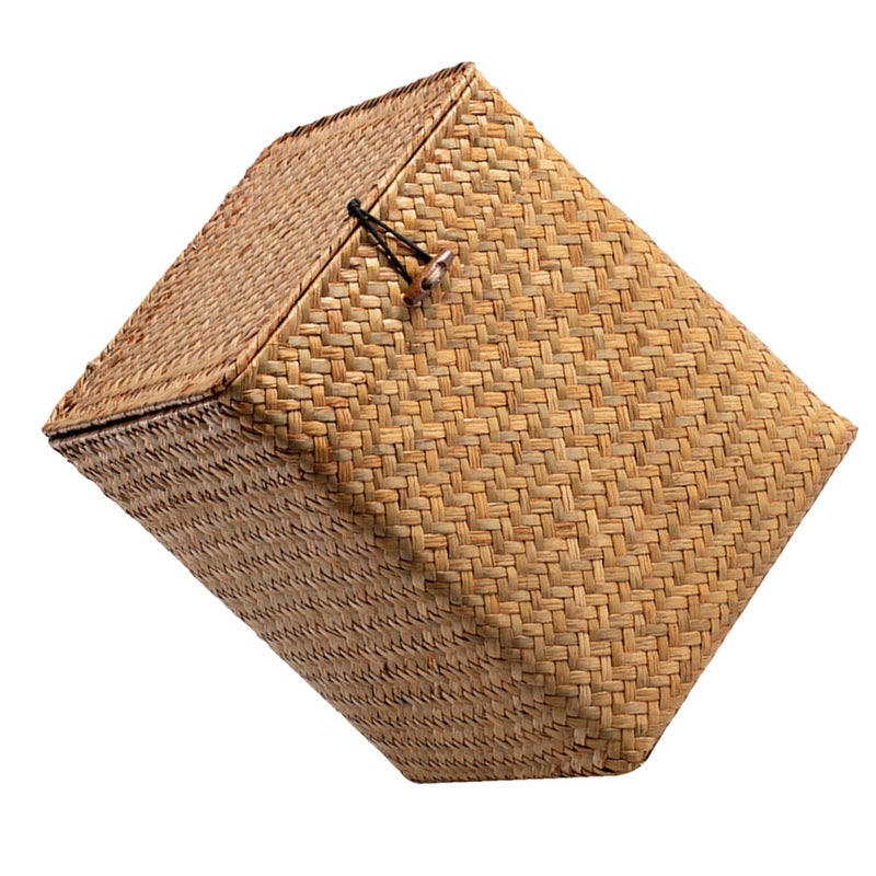 2pcs Lidded Storage Box Pastoral Style Storage Woven Basket Living Room Storage Container - Image 5