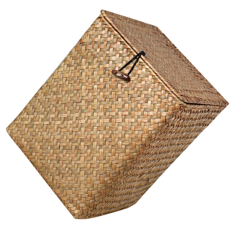 2pcs Lidded Storage Box Pastoral Style Storage Woven Basket Living Room Storage Container - Image 4