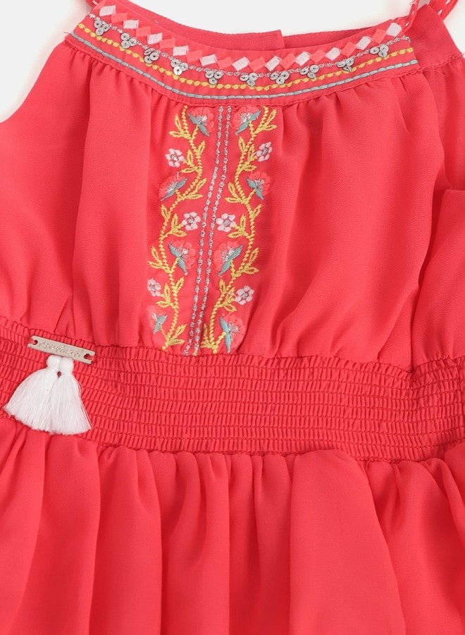 Nautinati nauti nati Girl's Polyester Strapless Mini Dress (NN291-014CW3-12-18M_Coral - Image 4