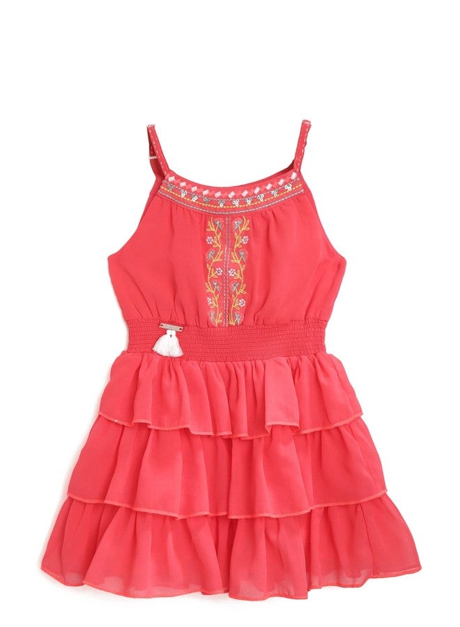 Nautinati nauti nati Girl's Polyester Strapless Mini Dress (NN291-014CW3-12-18M_Coral - Image 1