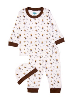 Babies Basic 7 Piece Unisex 100% Cotton Gift Set Include Bib, Blanket, Mitten, Cap, Romper, Top And Bottom Set, Brown  - Image 5