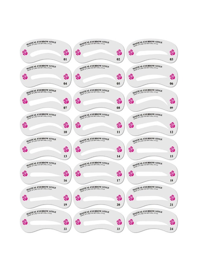 يوكانبي طقم ٢٤ قالب لتحديد الحواجب – قوالب تجميل قابلة لإعادة الاستخدام للنساء، مثالية لتنسيق الحواجب والمكياج - Image 1