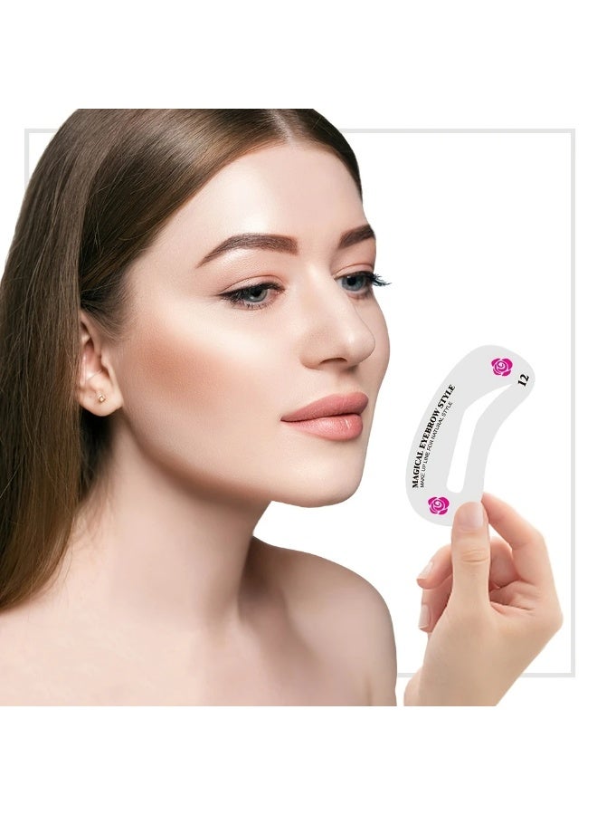 يوكانبي طقم ٢٤ قالب لتحديد الحواجب – قوالب تجميل قابلة لإعادة الاستخدام للنساء، مثالية لتنسيق الحواجب والمكياج - Image 4