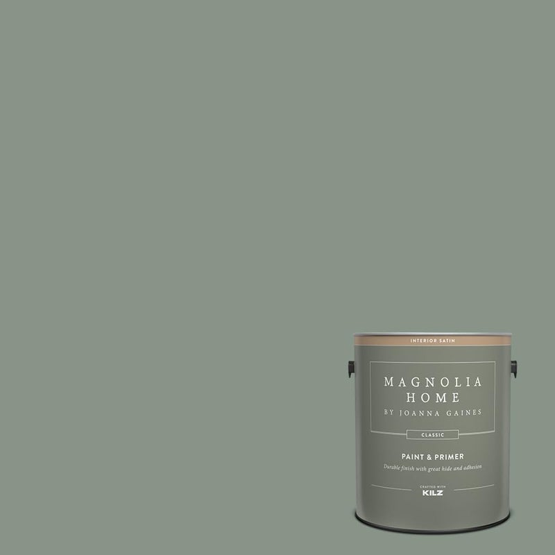 KILZ Magnolia Home by Joanna Gaines Classic Interior Wall, Ceiling, Trim Paint and Primer, Satin Finish, 1 Gallon - SILVERADO SAGE - Image 1