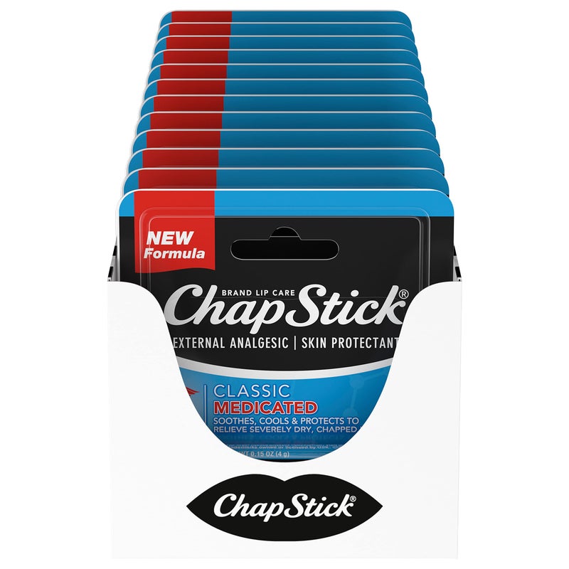 chapstick ChapStick Classic Medicated Lip Balm Tubes, Chapped Lips Treatment and Skin Protectant - 0.15x12 Oz