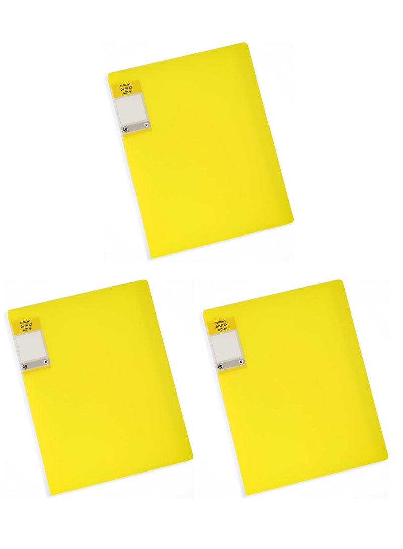 Maxi 3-Piece Display Book 60 Pockets Flourescent Yellow Cover - Image 1
