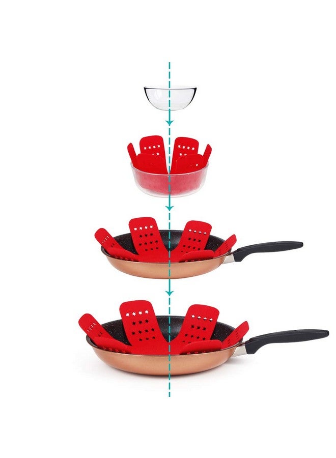 BYKITCHEN BYKITCHEN Pan Pot Protectors, Larger & Thicker Pan Protector with Stars, Set of 12 and 3 Different Sizes, Red Pot Divider Pads for Protecting and Separating Your Cookware  - Image 2