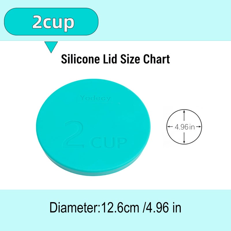 Yodecy Silicone Bowl Lids fit Pyrex Glass Bowls 7200-PC 2 Cup, Yodecy Silicone Bowl Lids fit Anchor Hocking Glass Bowls 7200-PC 2 Cup,Replacement Lids 4.76in(4 Pack Blue-green,Container not Included) - Image 2