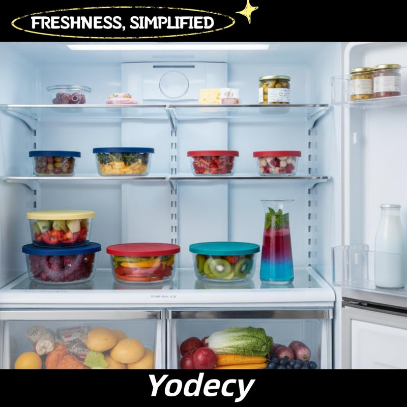 Yodecy Silicone Bowl Lids fit Pyrex Glass Bowls 7200-PC 2 Cup, Yodecy Silicone Bowl Lids fit Anchor Hocking Glass Bowls 7200-PC 2 Cup,Replacement Lids 4.76in(4 Pack Blue-green,Container not Included) - Image 5
