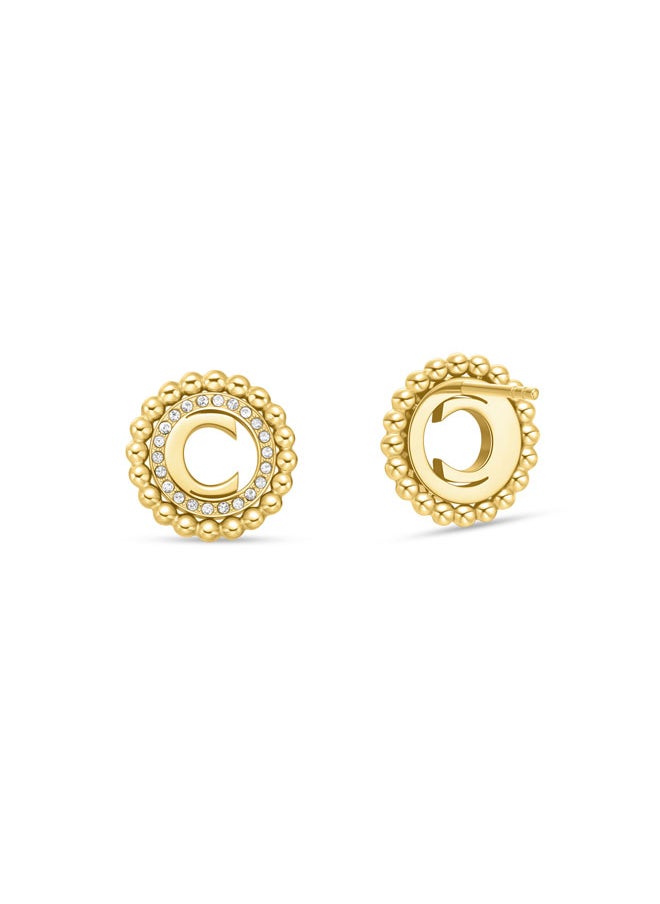 CERRUTI 1881 Bianca Gold Plated Crystal Studded Motif with Beaded Earrings for Women  - Image 3