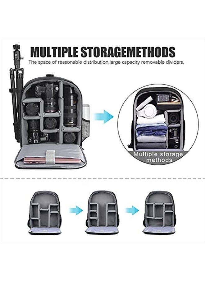 Cwatcun - Camera Backpack Trolley Case Bag with Tripod Holder Anti-Theft Waterproof Camera Bag fits 15.6' Laptop for Canon Nikon Sony DSLR SLR Camera for Women Men Photographer - Image 1