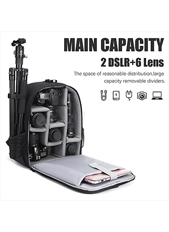 Cwatcun - Camera Backpack Trolley Case Bag with Tripod Holder Anti-Theft Waterproof Camera Bag fits 15.6' Laptop for Canon Nikon Sony DSLR SLR Camera for Women Men Photographer - Image 1