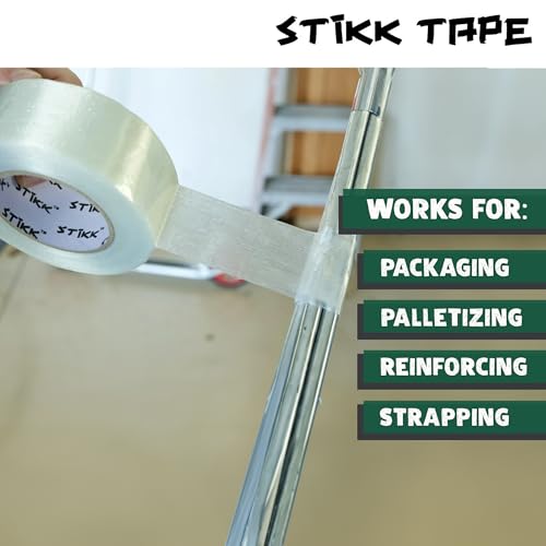 STIKK 6 Pack 1" inch Clear Fiberglass Reinforced Filament Strapping Packing Palletizing Tape (.94in 24MM) - Image 5