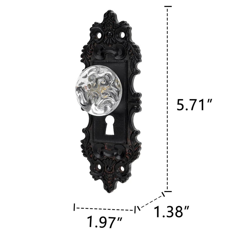 SOFFEE DESIGN 2pcs Vintage Cabinet Pull Drawer Knob, Distressed Closet Handle with Clear Resin Knob, Antique Door Knob with Mounting Screws for Cupboard, Kitchen Furniture - Black - Image 5