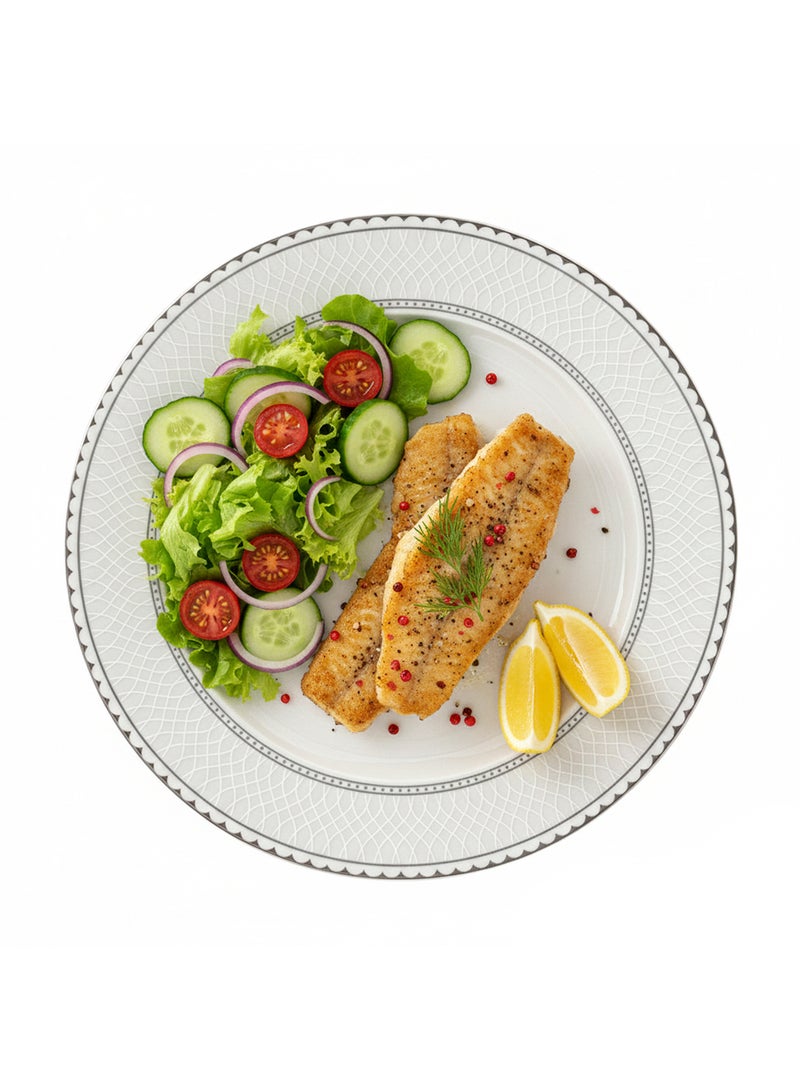 Shallow JUNA New Bone China Dinner Plate 26.7 cm – Elegant White Main Course Plate with Subtle Texture, Premium Tableware for Daily Use, Brunch, Ramadan, Eid, Diwali & Gifting (Set of 6) - Image 5