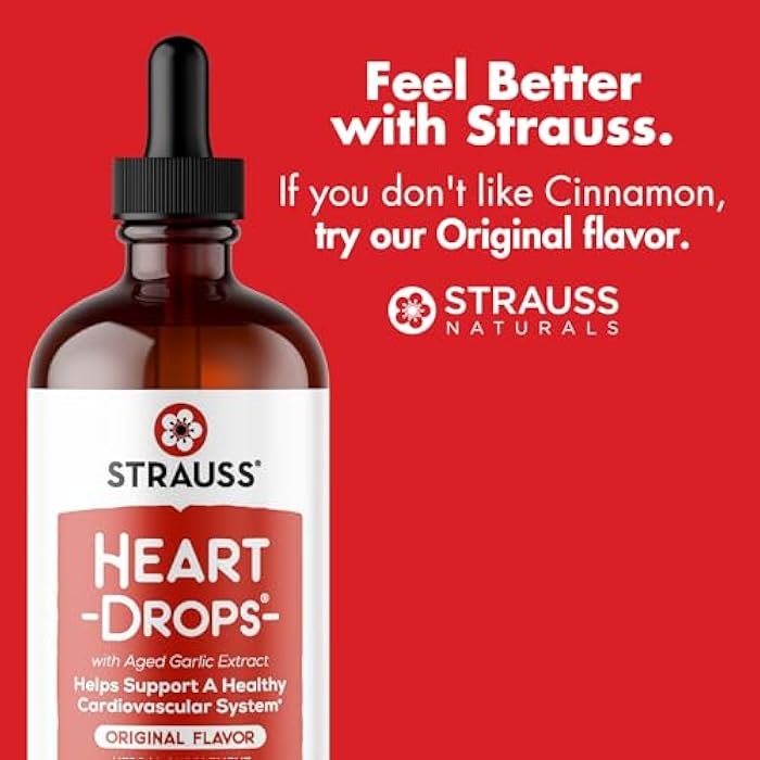 Strauss Heartdrops قطرات ستراوس ناتشورالز للقلب - مكملات صحة القلب مع مكملات الثوم ومستخلص الثوم الناضج الفاخر للمساعدة في الحفاظ على نظام قلبي وعائي صحي - نباتي وغير معدل وراثيًا - 100 مل - Image 3