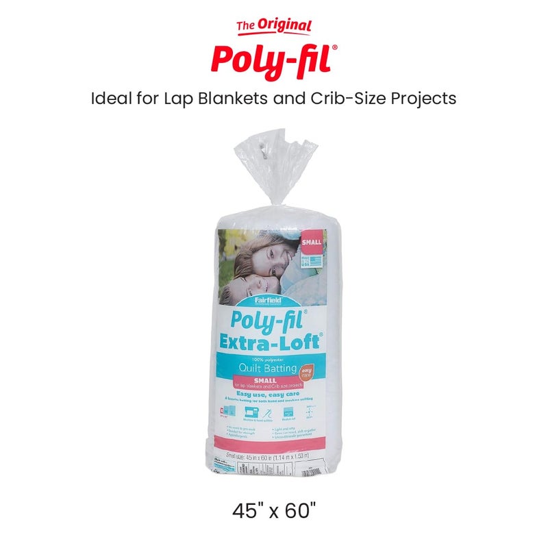 Poly-Fil Fairfield Poly-Fil Extra-Loft Quilt Batting, Premium Polyester Batting for Quilting, Ideal for Lap Blankets and Crib-Size Projects, Quilting Supplies, 45" X 60" - Image 1