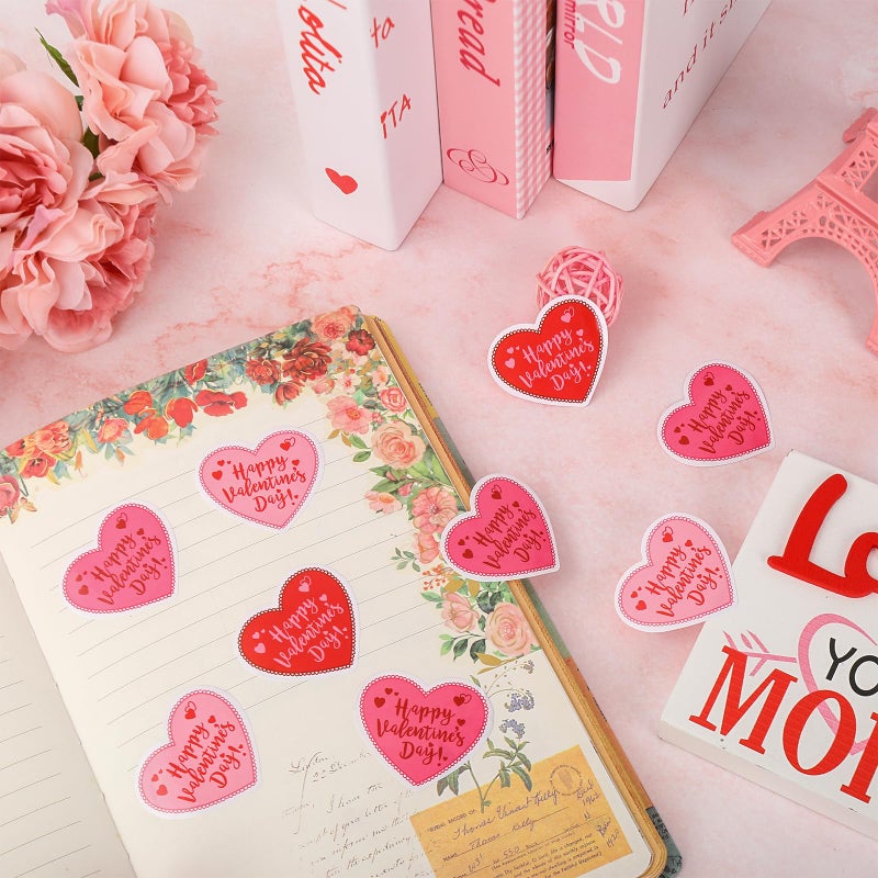 FYSUIMU 1000Pcs Happy Valentine's Day Stickers Roll Love Heart Shape Seal Stickers Red Pink Self-Adhesive Decals for Scrapbook Envelope Card Decor, 3 Colors - Image 5