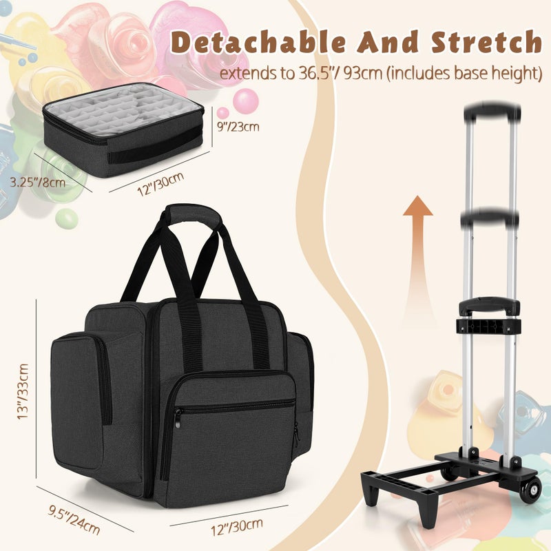 BAFASO Rolling Nail Polish Organizer Holds 144 Bottles, Nail Polish Case with a Detachable Dolly and 3 Removable Cases (Patented Design), Black - Image 5