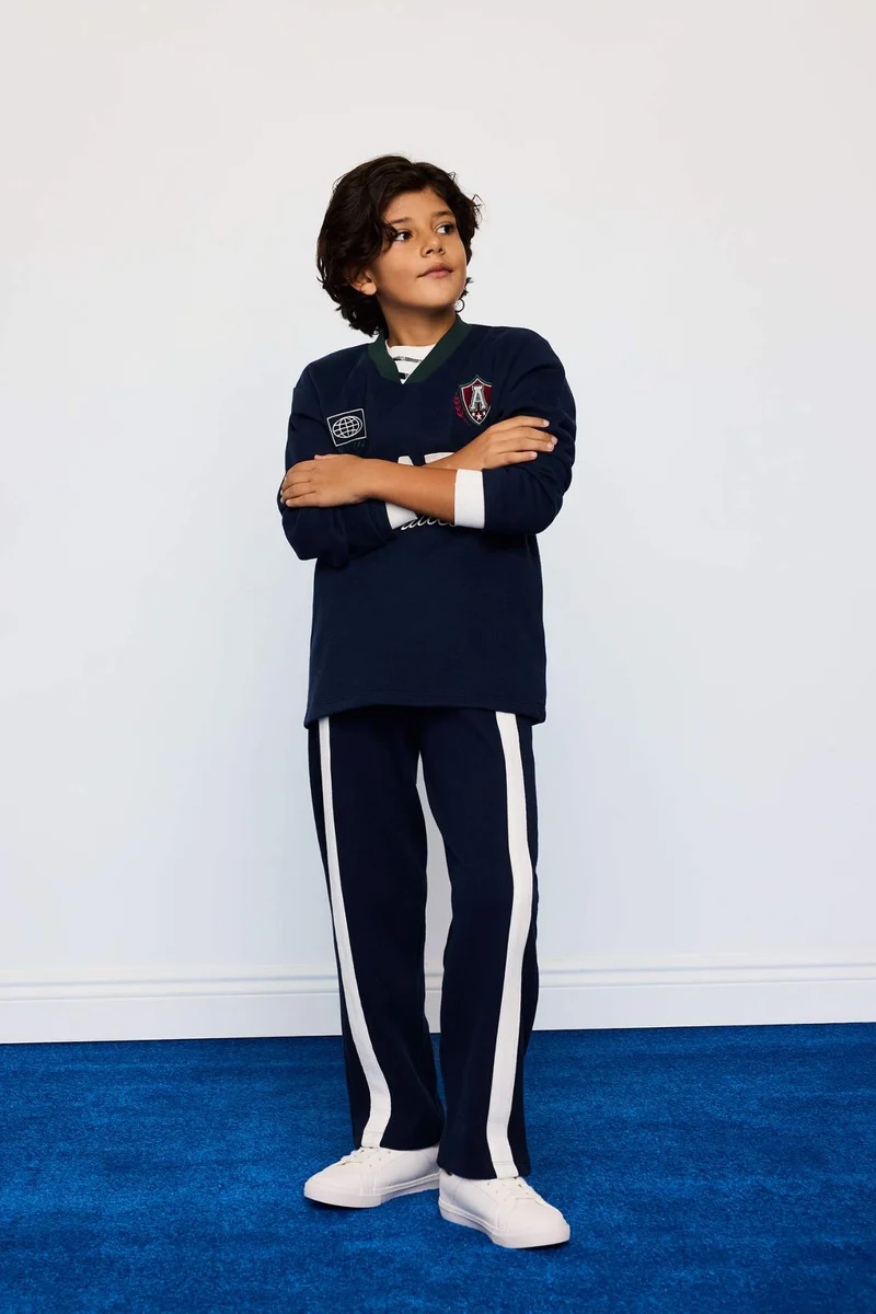 ديفاكتو Boy Printed Sweatshirt Sweatpants 2 Piece Set