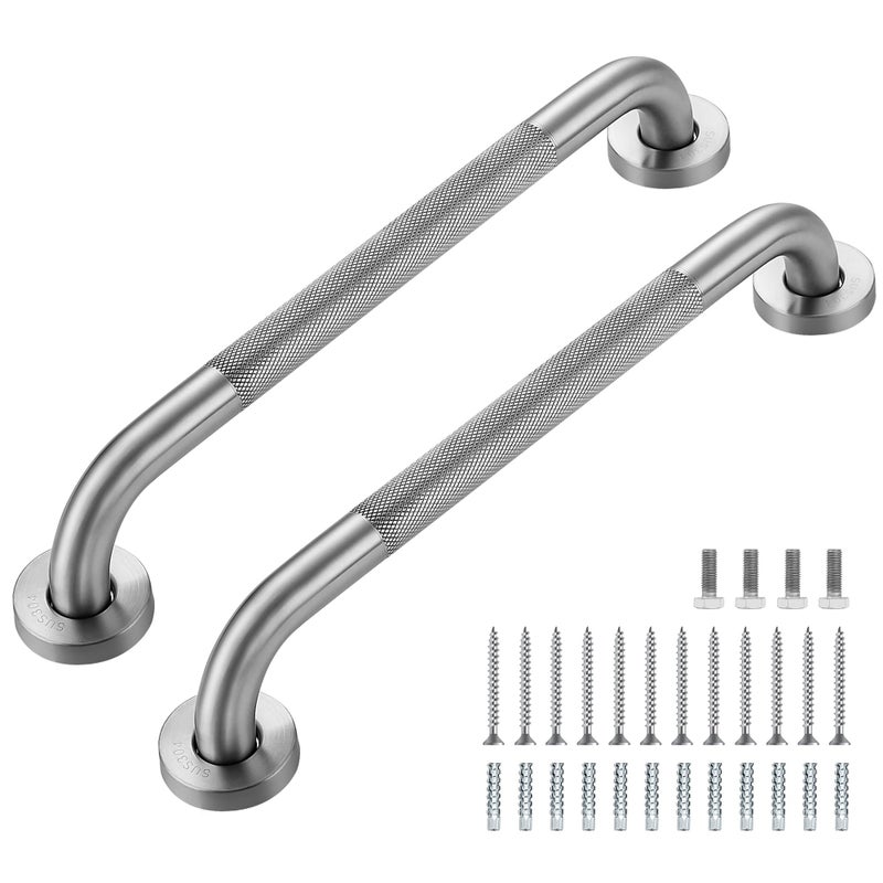 Ravinte Hardware Grab Bars for Shower, 2 Pack 16-Inch Anti Slip Shower Handles for Elderly, Safety Shower Grab Bar, Stainless Steel Handicap Grab Bars for Bathroom,Toilet (Brushed Nickel, 1" Diameter) - Image 1