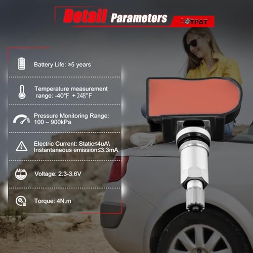 AOTPAT Pre-Programmed Tire Pressure Sensors Fit for:-Cadillac Escalade 2007-2020 for:-Buick Envision for:-Chevy Silverado Avalanche Express for:-Hummer 315Mhz OE#13598771 13598772 13586335 (4Pcs) - Image 5