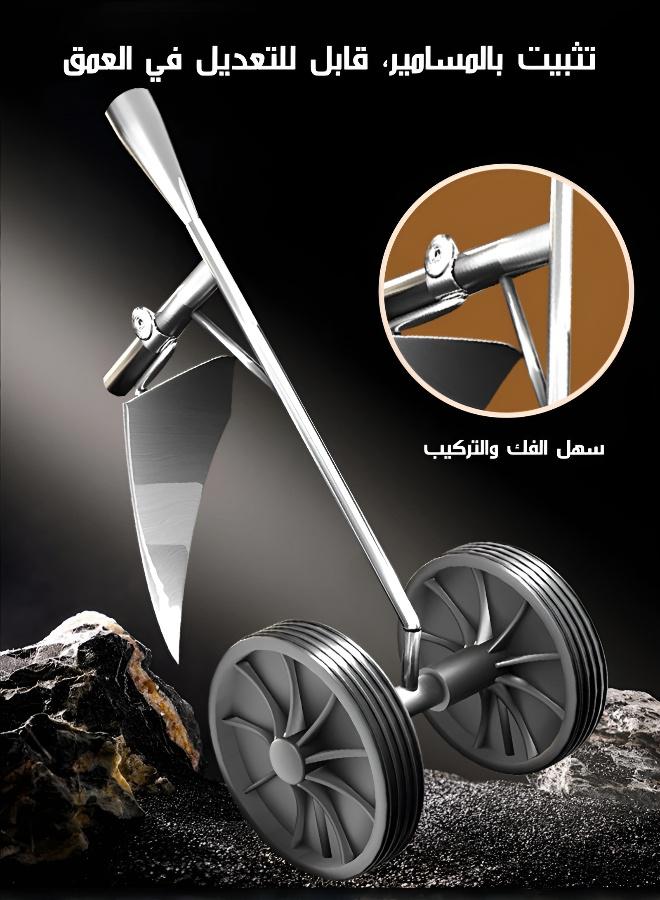 محراث حديقة متعدد الوظائف بعجلتين ومقبض مانع للانزلاق | تحضير التربة للزراعة الربيعية يوفر الجهد - Image 5