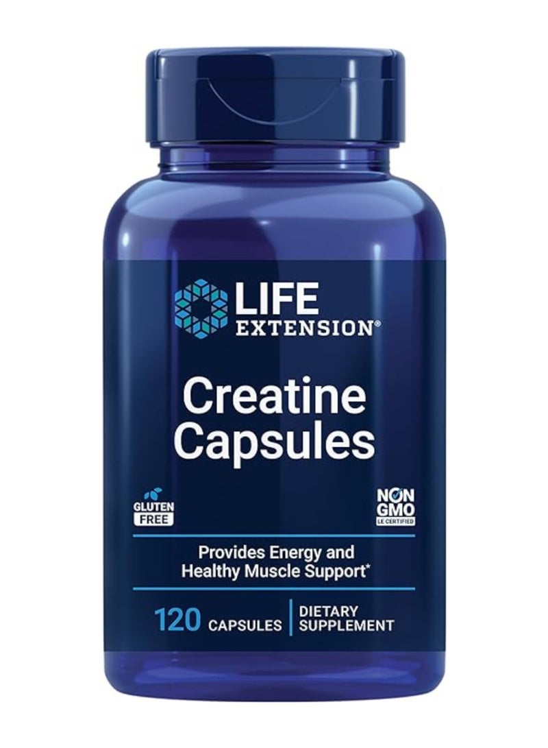 Life Extension Creatine Capsules, Pure Creatine Monohydrate for Strength, Endurance & Energy Metabolism, Gluten-Free – 120 Vegetarian Capsules - Image 1