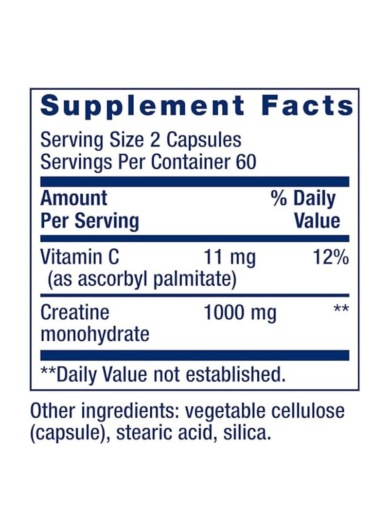 Life Extension Creatine Capsules, Pure Creatine Monohydrate for Strength, Endurance & Energy Metabolism, Gluten-Free – 120 Vegetarian Capsules - Image 3