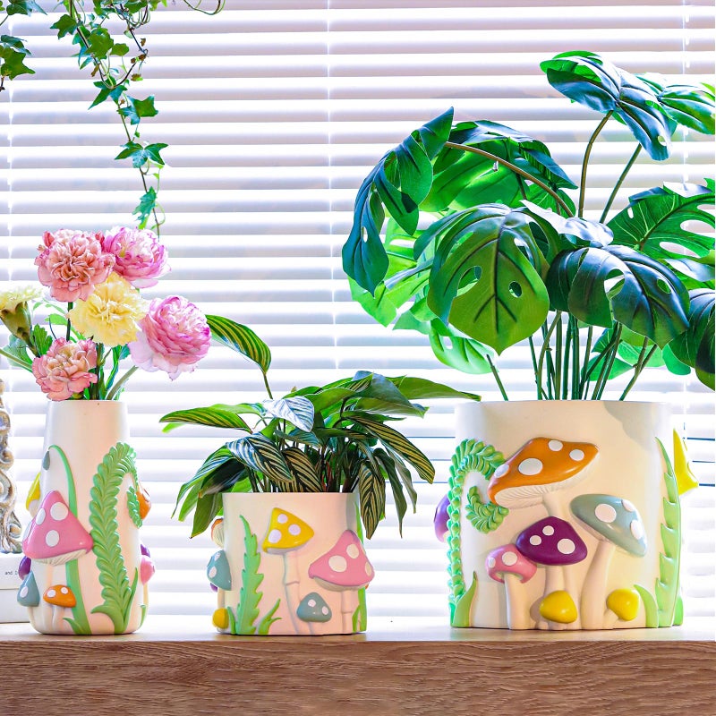 GUGUGO Pastel Mushrooms Vase for Flower  8-Inch-Tall Rainbow Funky Mushroom Decor  Eclectic Vases for Flowers  Unique Colorful Decorative Vase  Cute Room Decor Aesthetic - Image 5