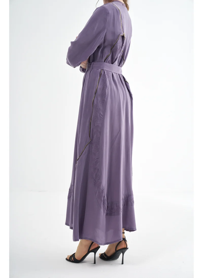 MissWhence  Elegant Embroidered Flow Belted Long Dress for Women | Best Price UAE