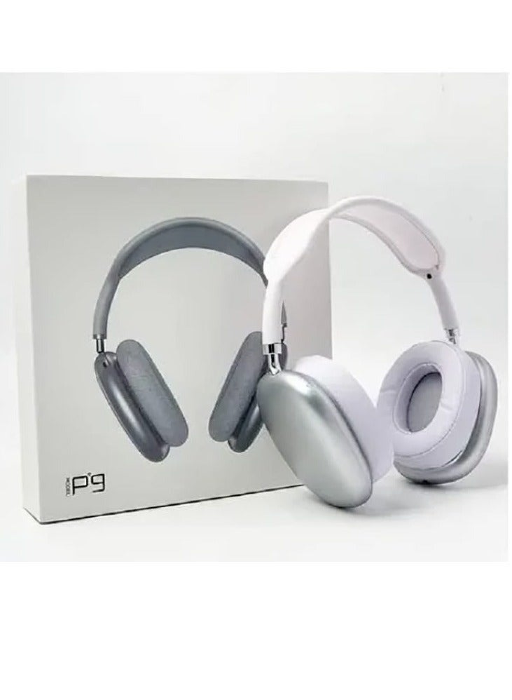 بي 9 سماعات رأس بلوتوث P9 فوق الأذن، فضية اللون - Image 2