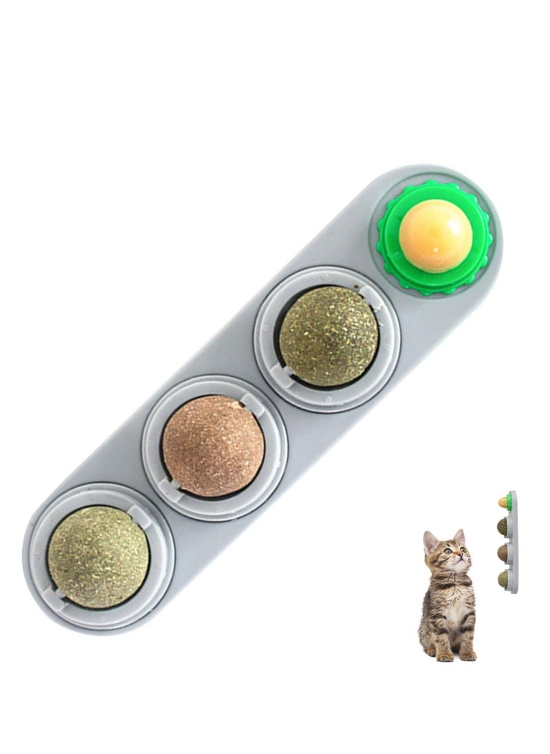 Generic Catnip Ball Toy for Cat Licking Natural Edible Catnip Snacks Rotatable Licking Treats Stick-on Wall Toy for Cats Kitten  - Image 2