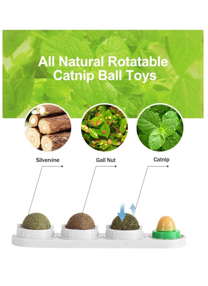Generic Catnip Ball Toy for Cat Licking Natural Edible Catnip Snacks Rotatable Licking Treats Stick-on Wall Toy for Cats Kitten  - Image 5