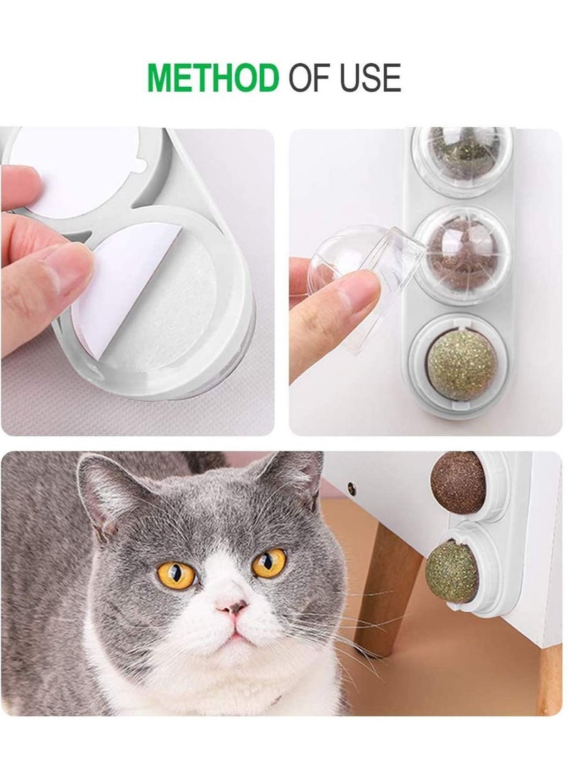 Generic Catnip Ball Toy for Cat Licking Natural Edible Catnip Snacks Rotatable Licking Treats Stick-on Wall Toy for Cats Kitten  - Image 3